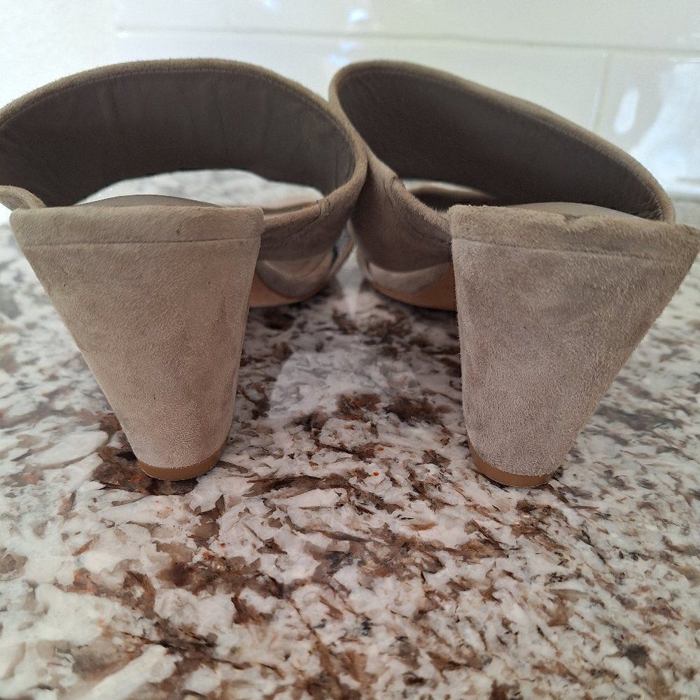 Vince Suede Sandal Block Heel Slip On Gray Open Toe size 6.5 US - Picture 4 of 10
